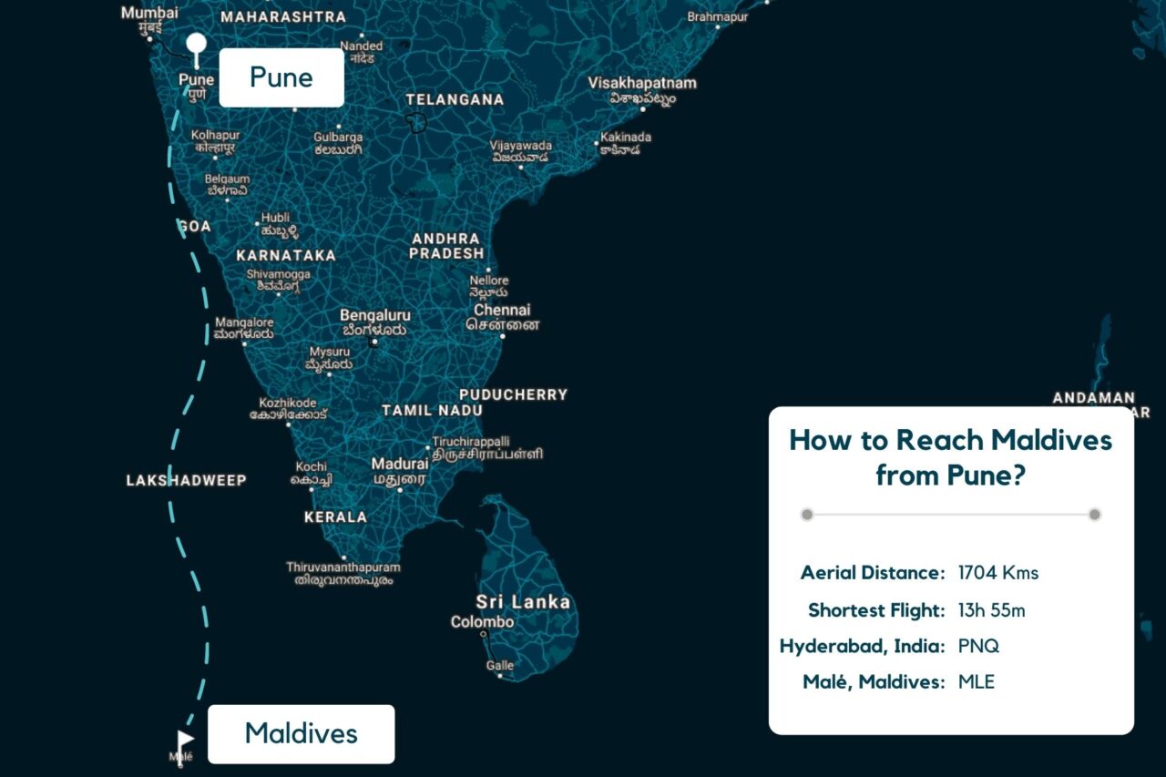 Pune to Maldives Map - Distance, Route & Flight Duration