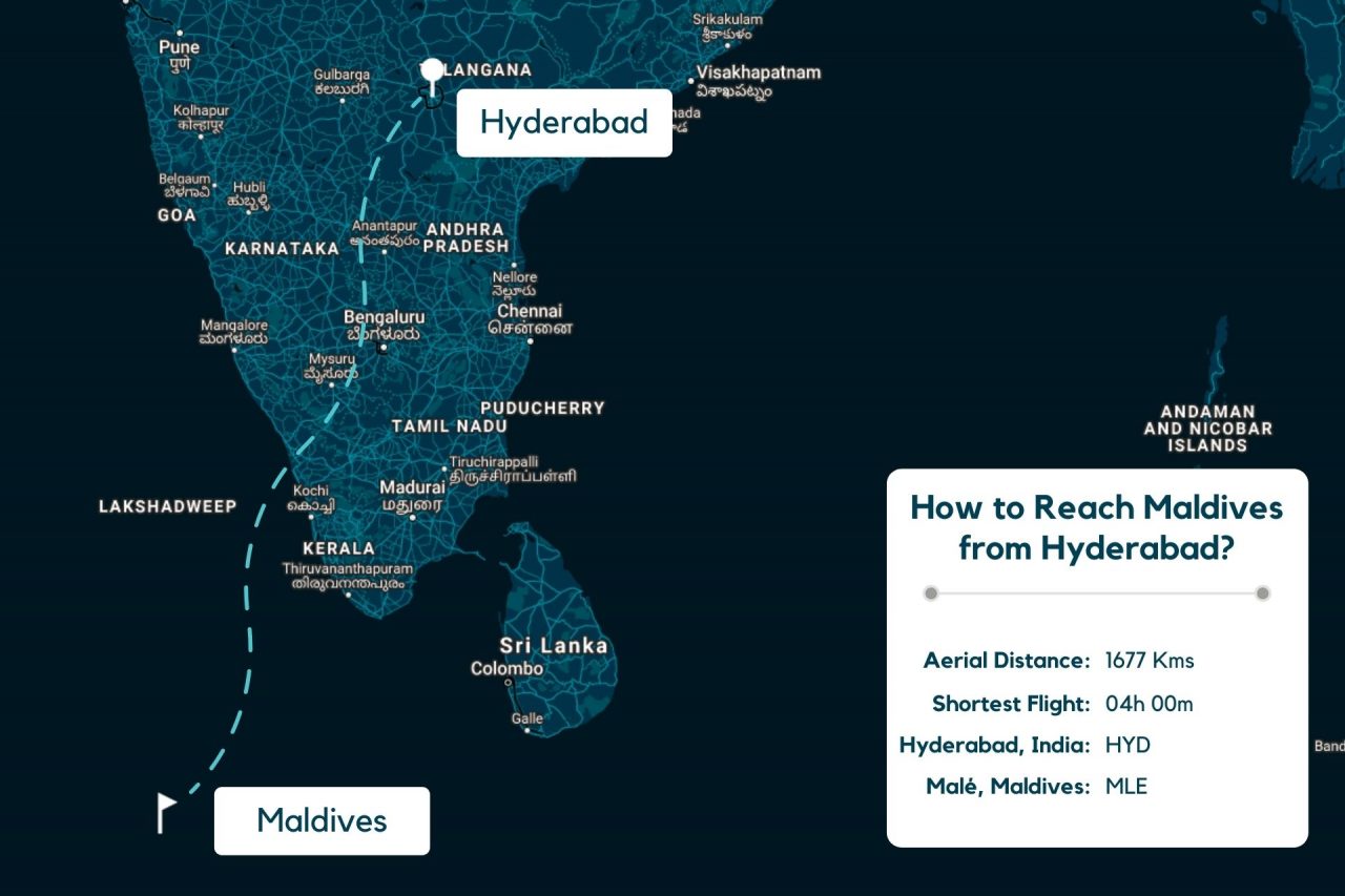 Hyderabad to Maldives Map - Distance, Route & Flight Duration